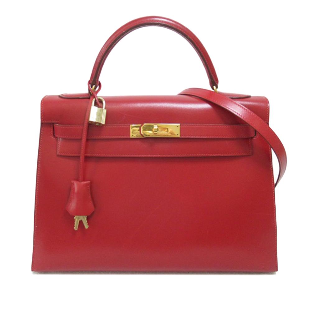 Hermès B Hermès Red Calf Leather 1992 Box Kelly 32 France