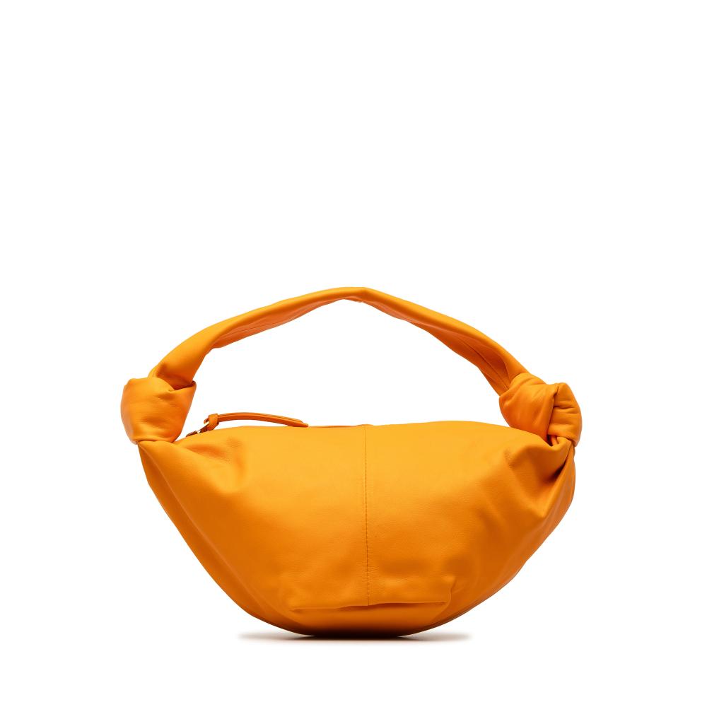 Bottega Veneta AB Bottega Veneta Orange Lambskin Leather Leather Mini Double Knot Italy