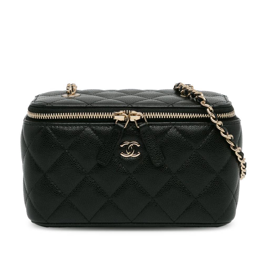 Chanel AB Chanel Black Caviar Leather Leather CC Vanity Bag Italy