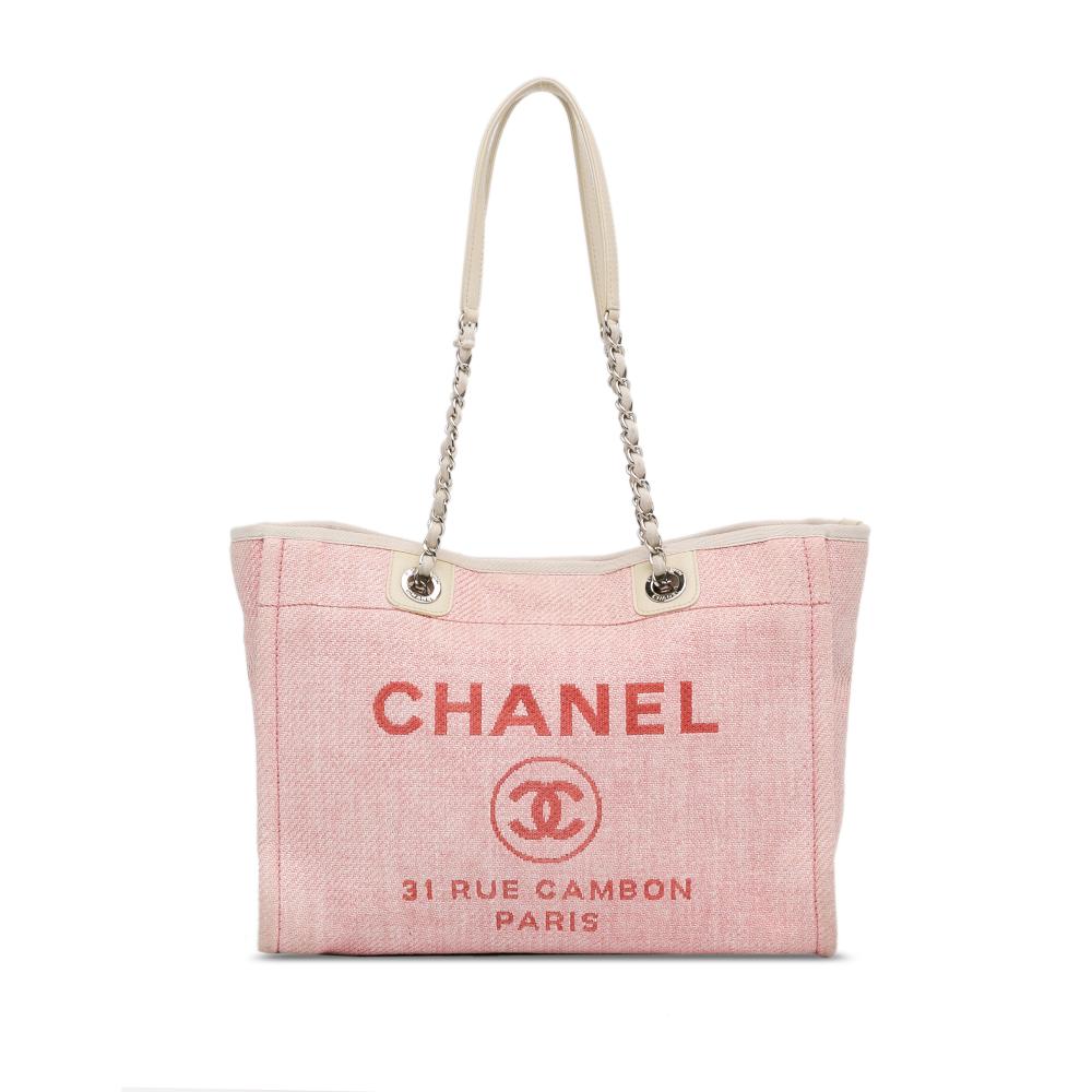 Chanel B Chanel Pink Light Pink Canvas Fabric Medium Deauville Tote Italy