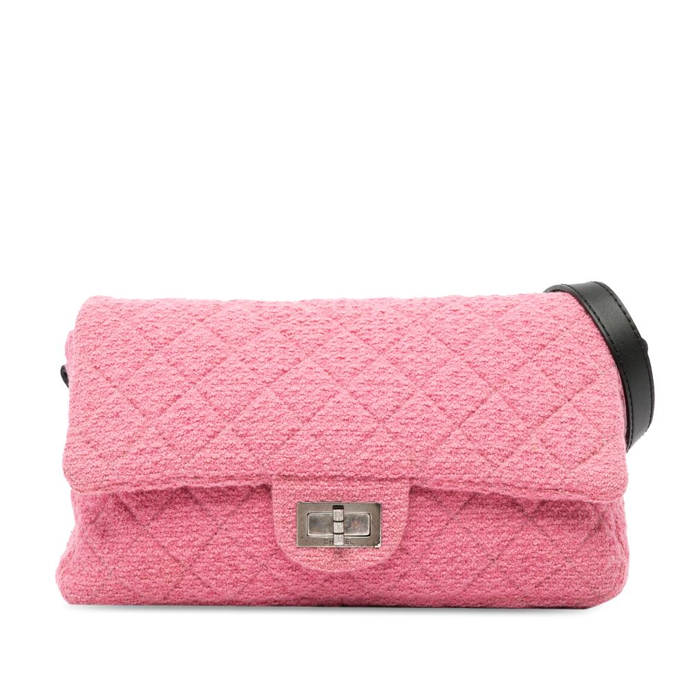 Chanel AB Chanel Pink Tweed Fabric Mademoiselle Lock Crossbody France