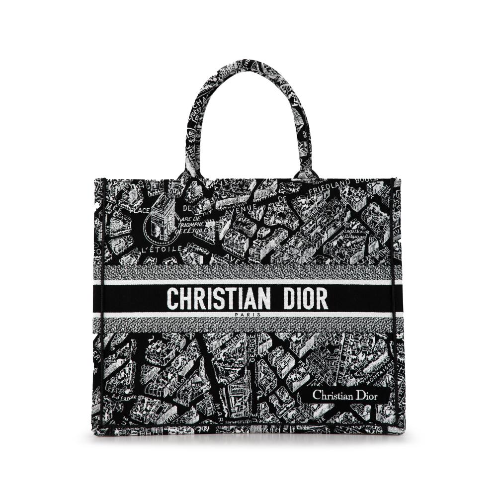 Christian Dior AB Dior Black Canvas Fabric Large Plan De Paris Book Tote Italy