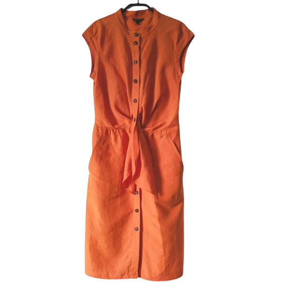 Escada Robe orange vif en lin et soie 