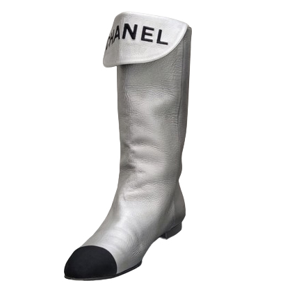 Chanel Bottes mi-mollets argentées