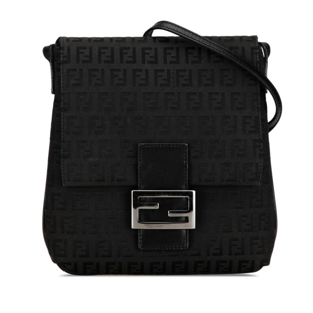 Fendi B Fendi Black Canvas Fabric Zucchino Crossbody Italy