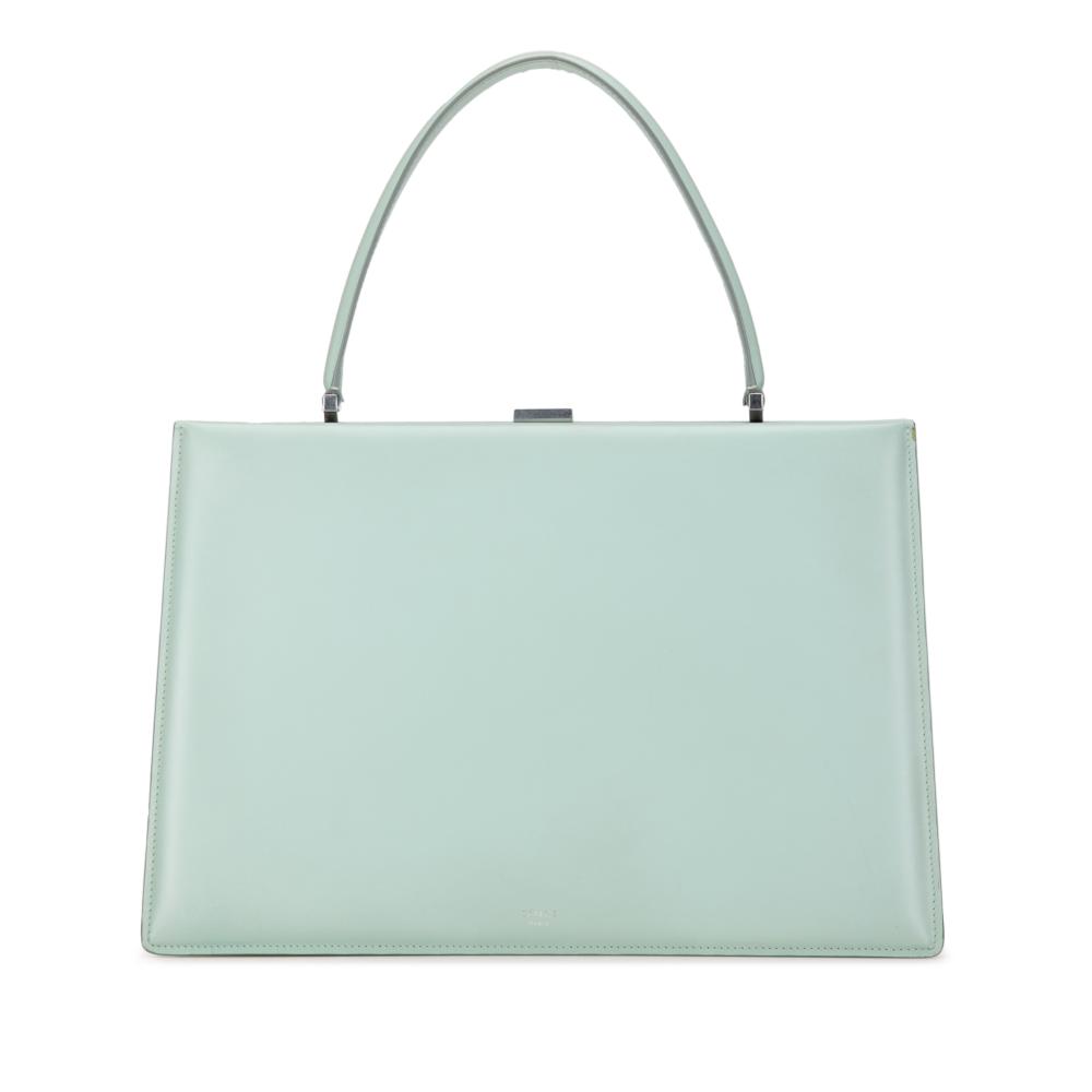 Celine B Celine Green Light Green Calf Leather Clasp Tote Italy