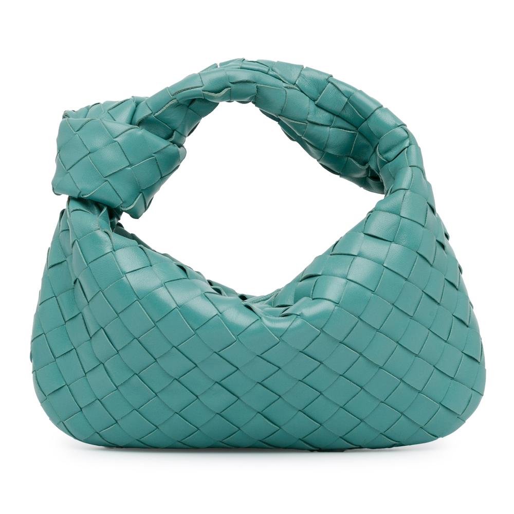 Bottega Veneta AB Bottega Veneta Blue Turquoise Calf Leather Mini Intrecciato Jodie Italy