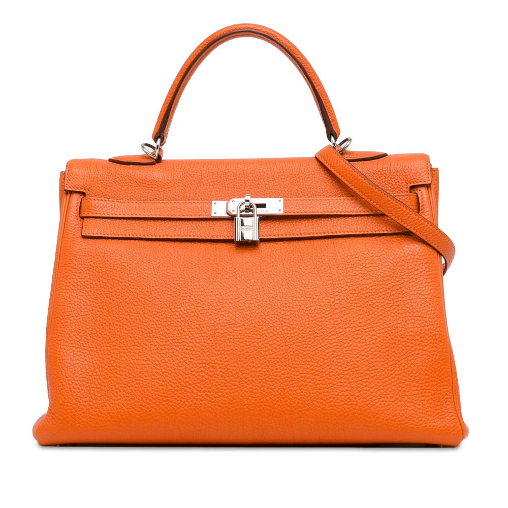 Hermès AB Hermès Orange Calf Leather Togo Kelly Retourne 32 France