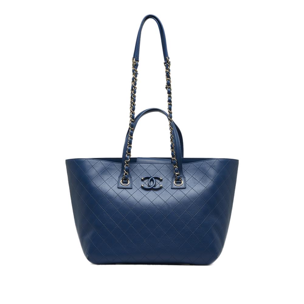 Chanel AB Chanel Blue Calf Leather Covered CC Shopping Tote Italy