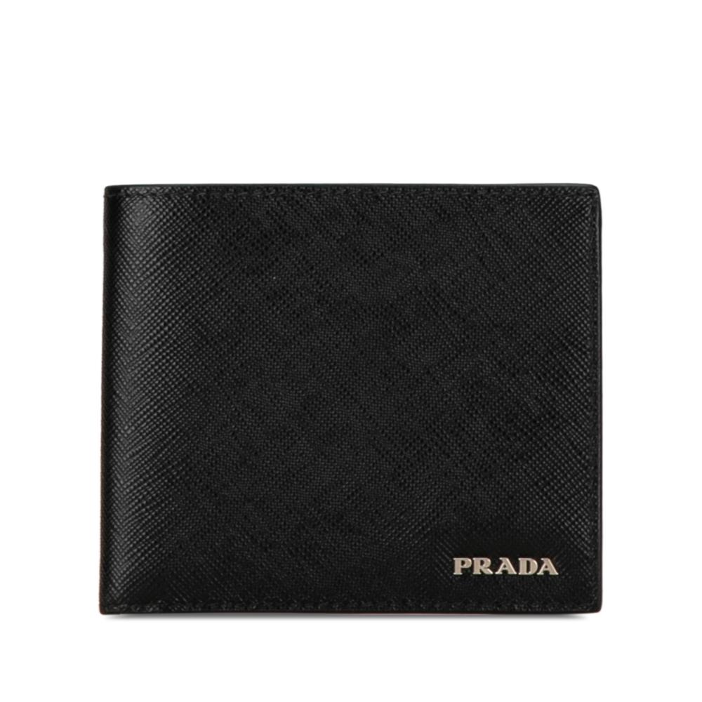 Prada B Prada Black Saffiano Leather Bifold Wallet Italy