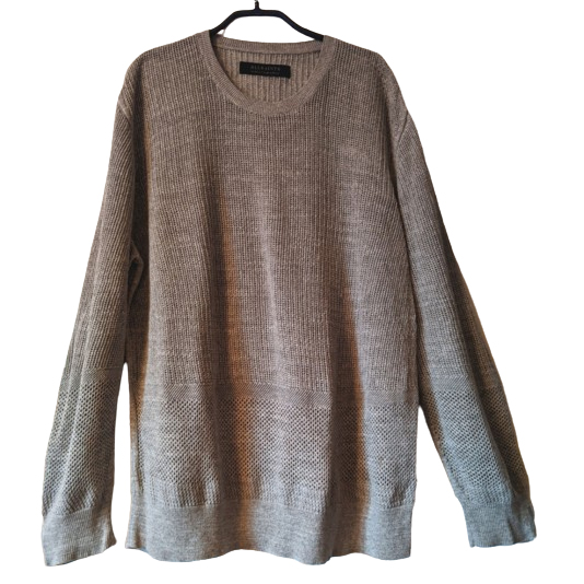 All Saints Pull en tricot de coton gris L-XL-XXL