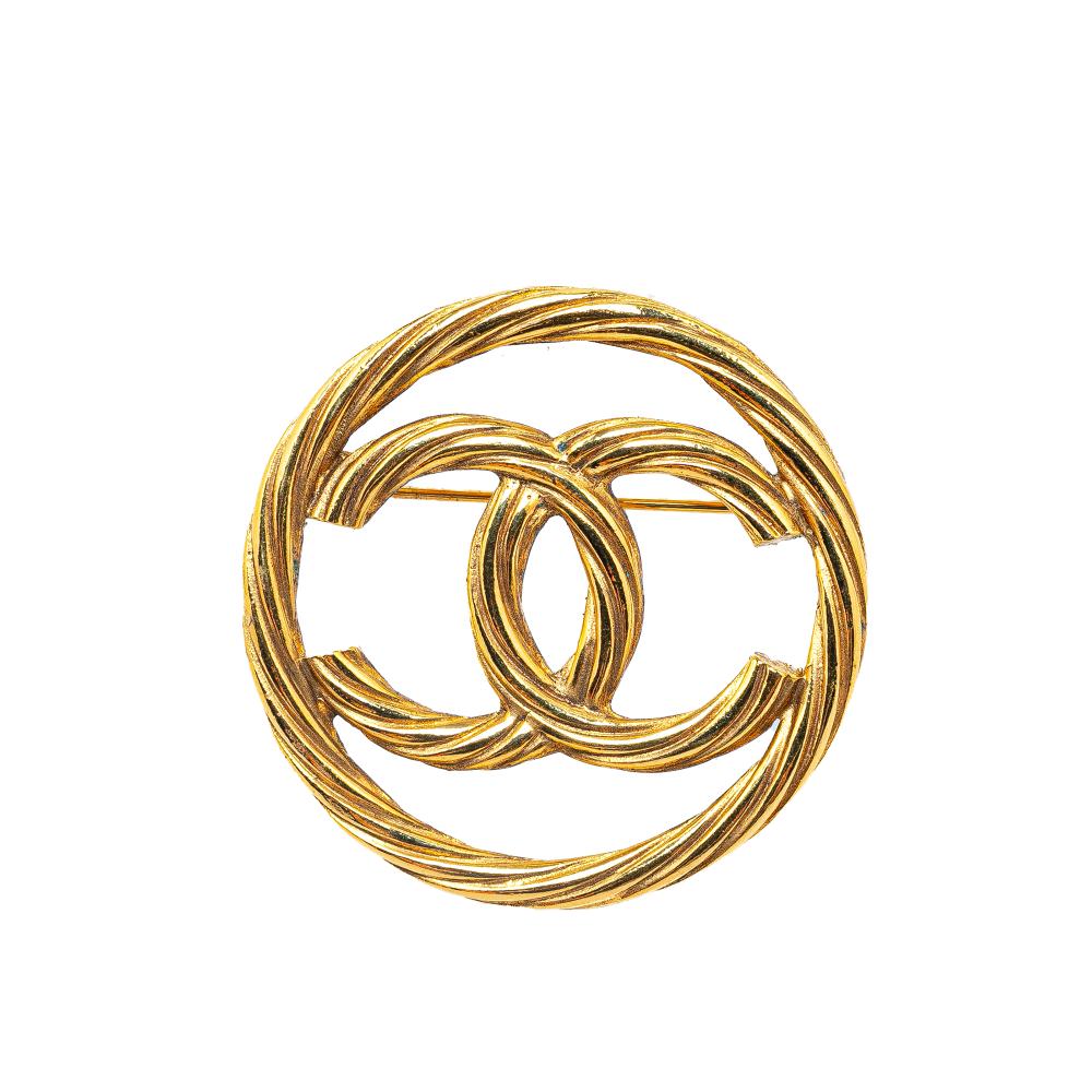 Chanel B Chanel Gold Gold Plated Metal CC Brooch France