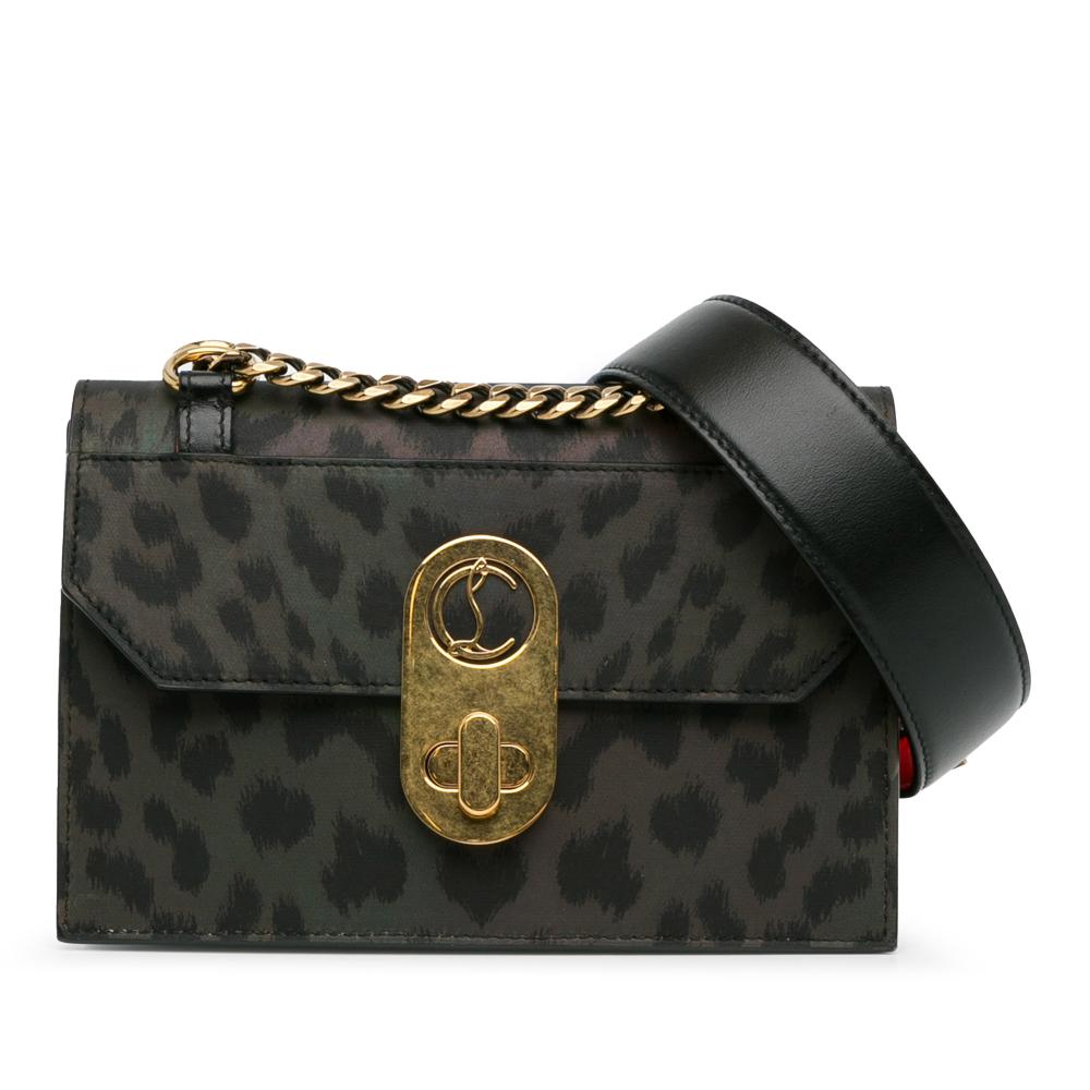 Christian Louboutin B Christian Louboutin Gray Dark Gray Calf Leather Mini Leopard Print Elisa Crossbody Italy