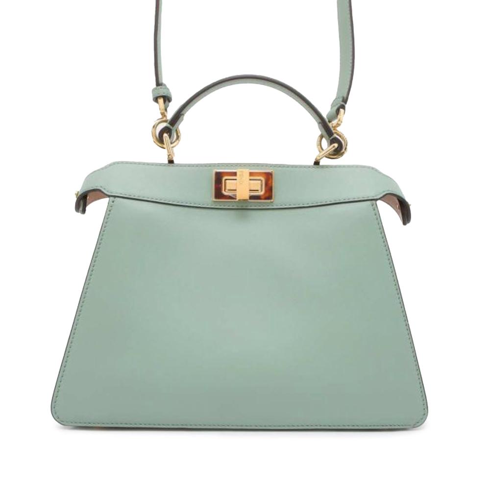 Fendi AB Fendi Green Mint Calf Leather Small Peekaboo ISeeU Satchel Italy