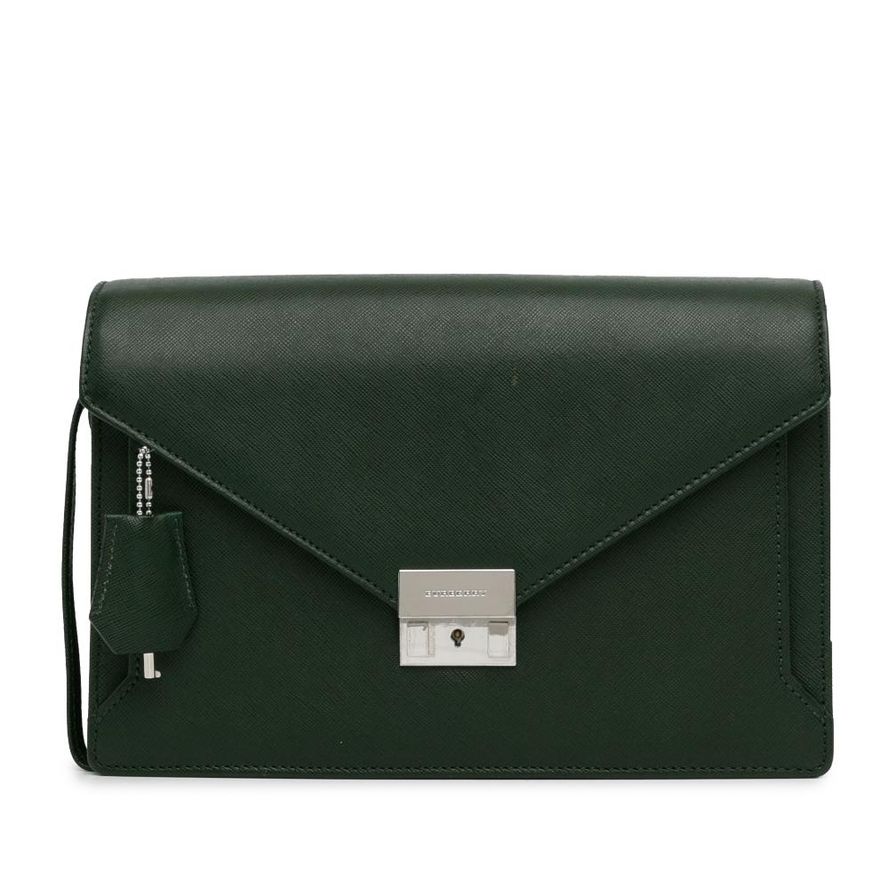 Burberry AB Burberry Green Calf Leather skin Clutch Bag United Kingdom