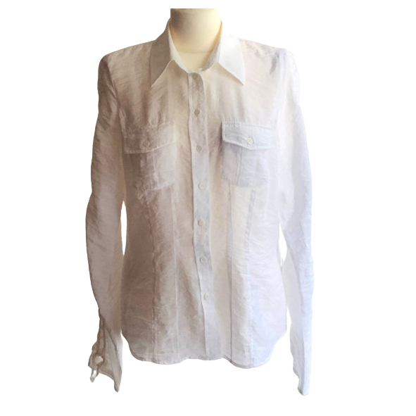 Madeleine White blouse with silk and roll-up sleeves