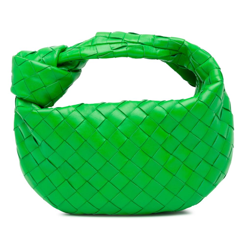 Bottega Veneta AB Bottega Veneta Green Lambskin Leather Leather Mini Intrecciato Jodie Italy