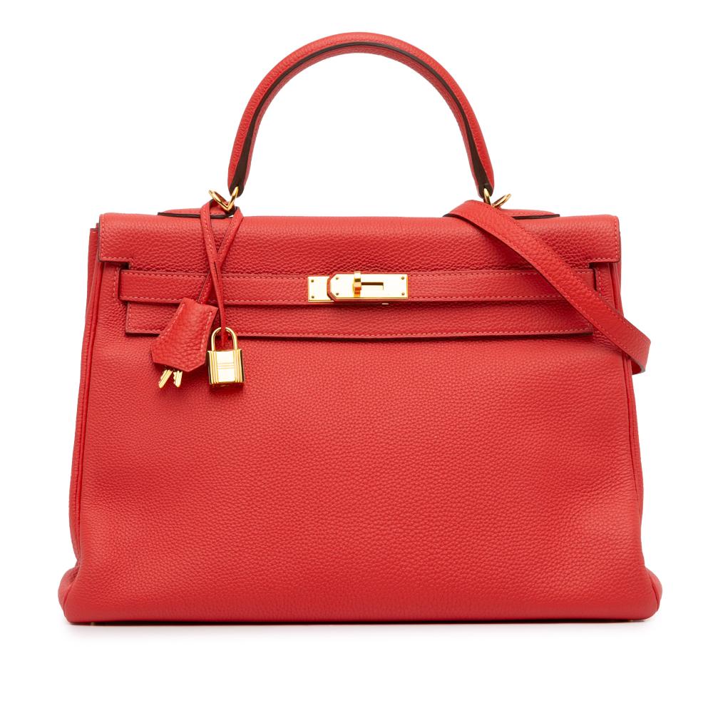 Hermès AB Hermès Red Calf Leather Togo Kelly Retourne 35 France