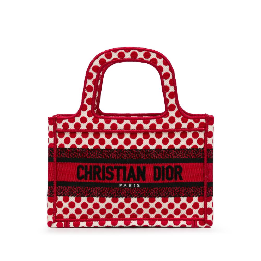 Christian Dior AB Dior Red Canvas Fabric Mini Dioramour Book Tote Italy