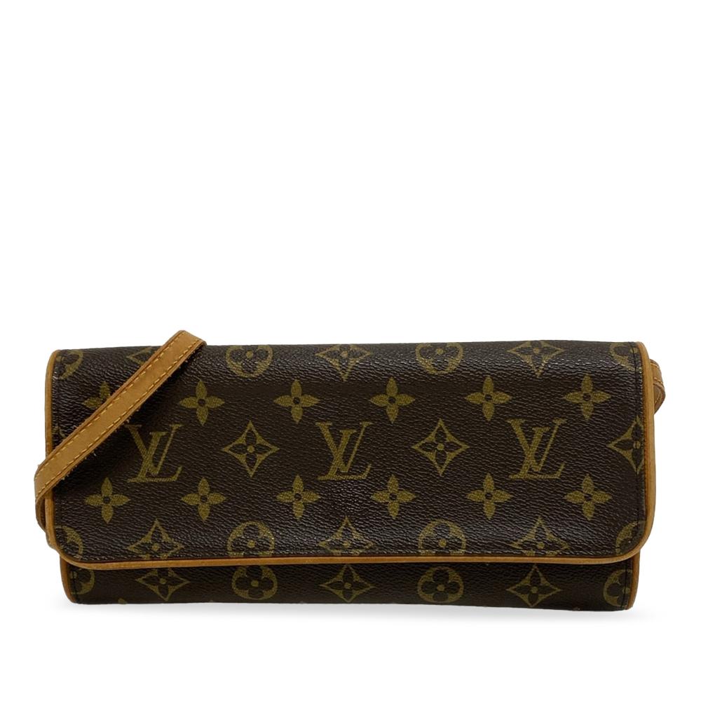 Louis Vuitton B Louis Vuitton Brown Monogram Canvas Canvas Monogram Pochette Twin GM Spain