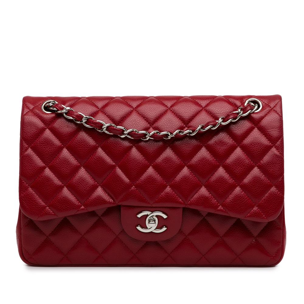 Chanel AB Chanel Red Caviar Leather Leather Jumbo Classic Caviar Double Flap Italy