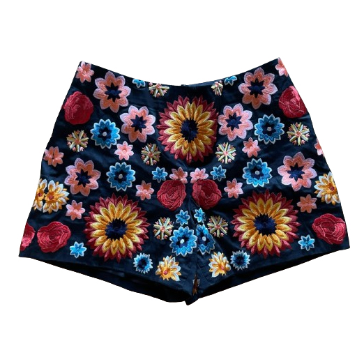 ALICE + OLIVIA Sherri floral embroidered shorts