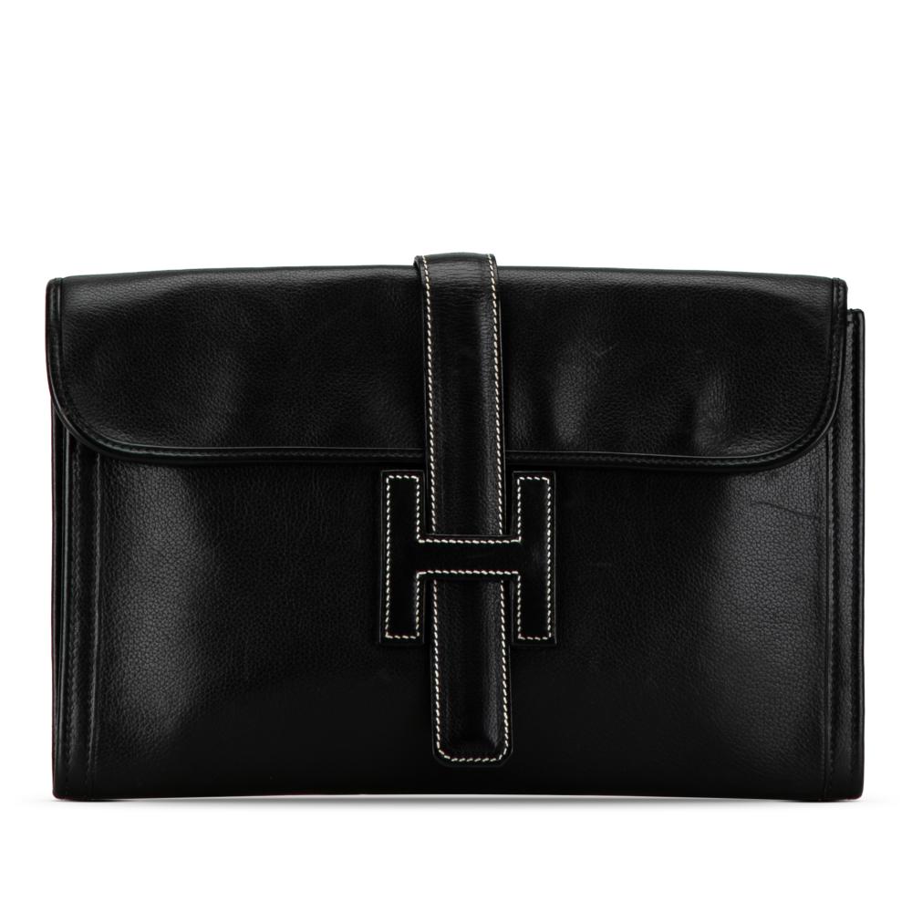 Hermès B Hermès Black Calf Leather Evergrain Jige PM France