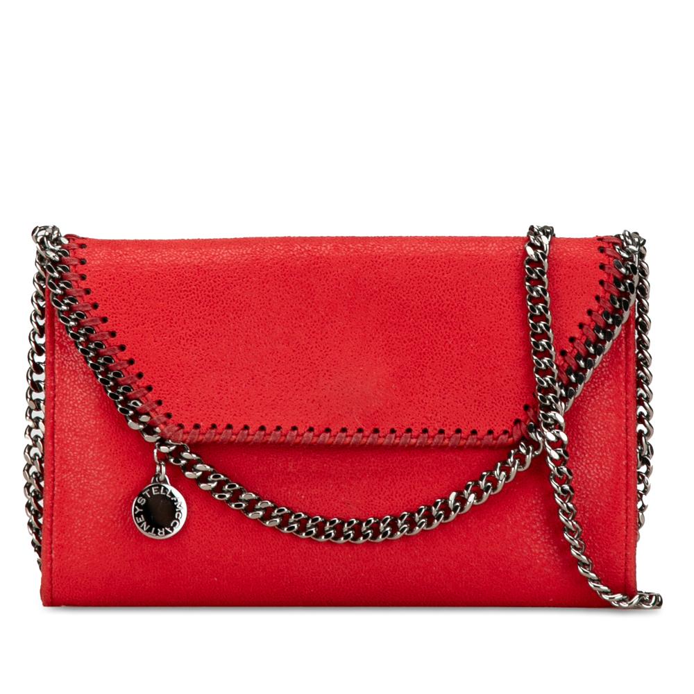 Stella McCartney B Stella McCartney Red Chemical Fiber Fabric Shaggy Deer Falabella Wallet Crossbody Italy