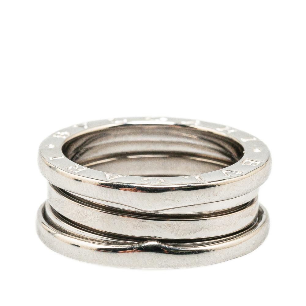 Bvlgari B Bvlgari Silver 18K White Gold Metal B.Zero1 Three Band Ring Italy