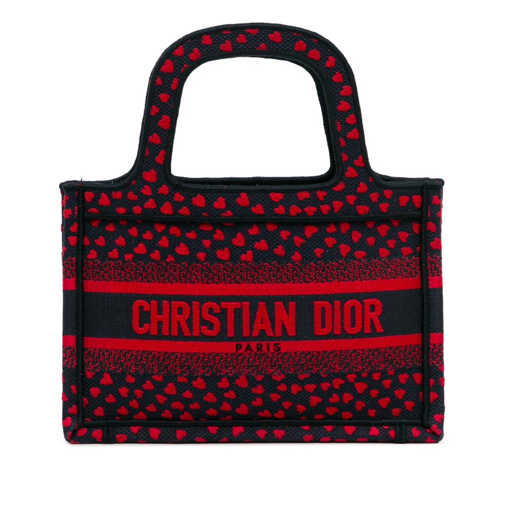 Christian Dior AB Dior Red Canvas Fabric Mini Pop Heart I Love Paris Book Tote Italy