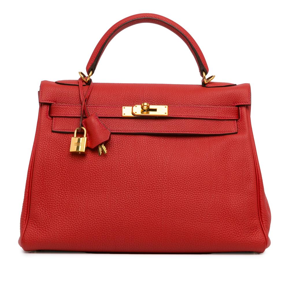 Hermès AB Hermès Red Calf Leather Togo Kelly Retourne 32 France