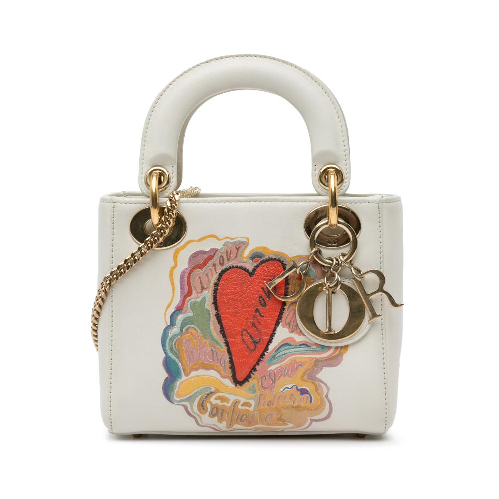 Christian Dior AB Dior White Calf Leather x Niki De Saint Phalle Dioramour Mini Lady Dior Italy