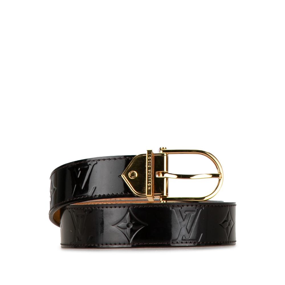 Louis Vuitton B Louis Vuitton Black with Gold Vernis Leather Leather Monogram Vernis Belt Spain