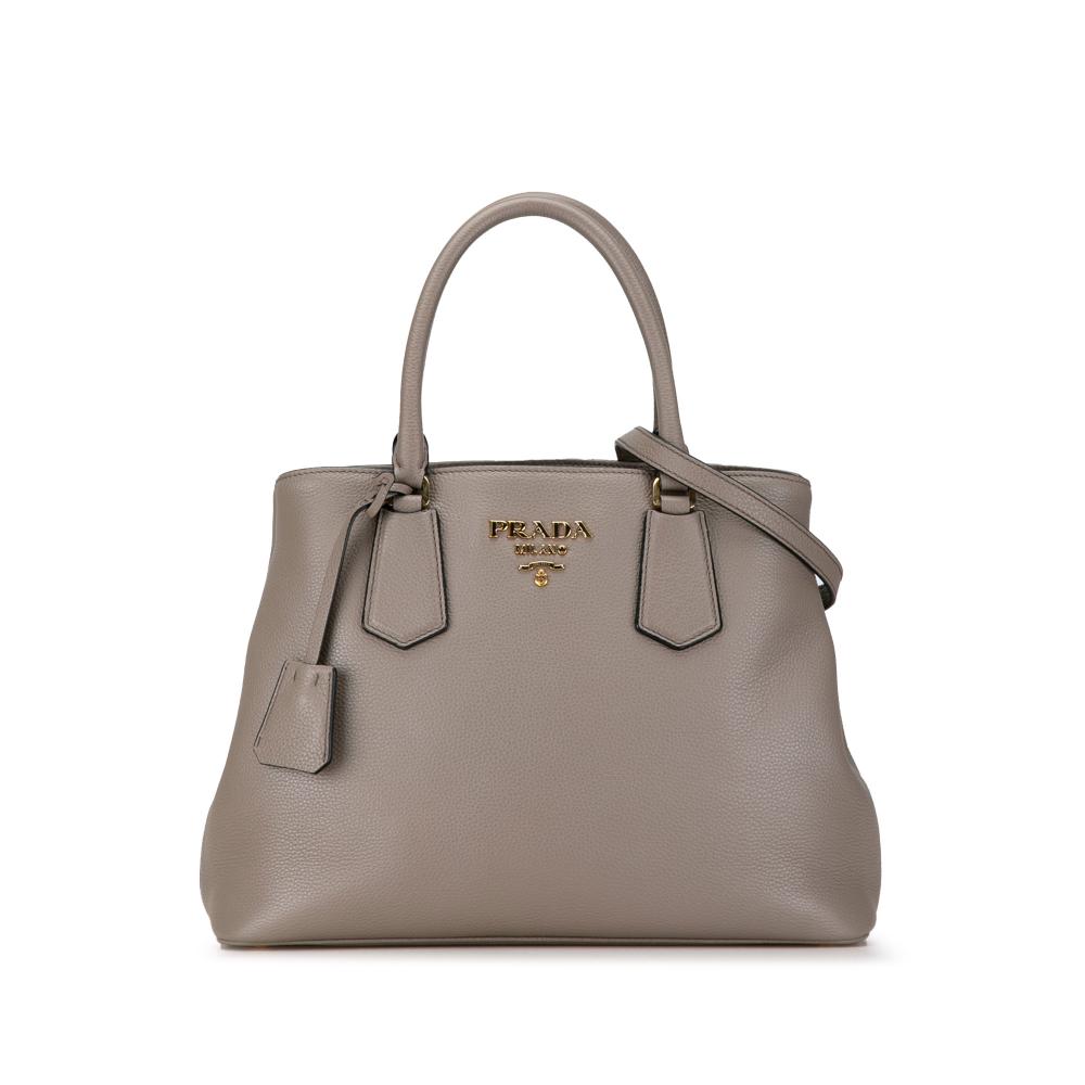 Prada B Prada Brown Taupe Calf Leather Vitello Daino Satchel India