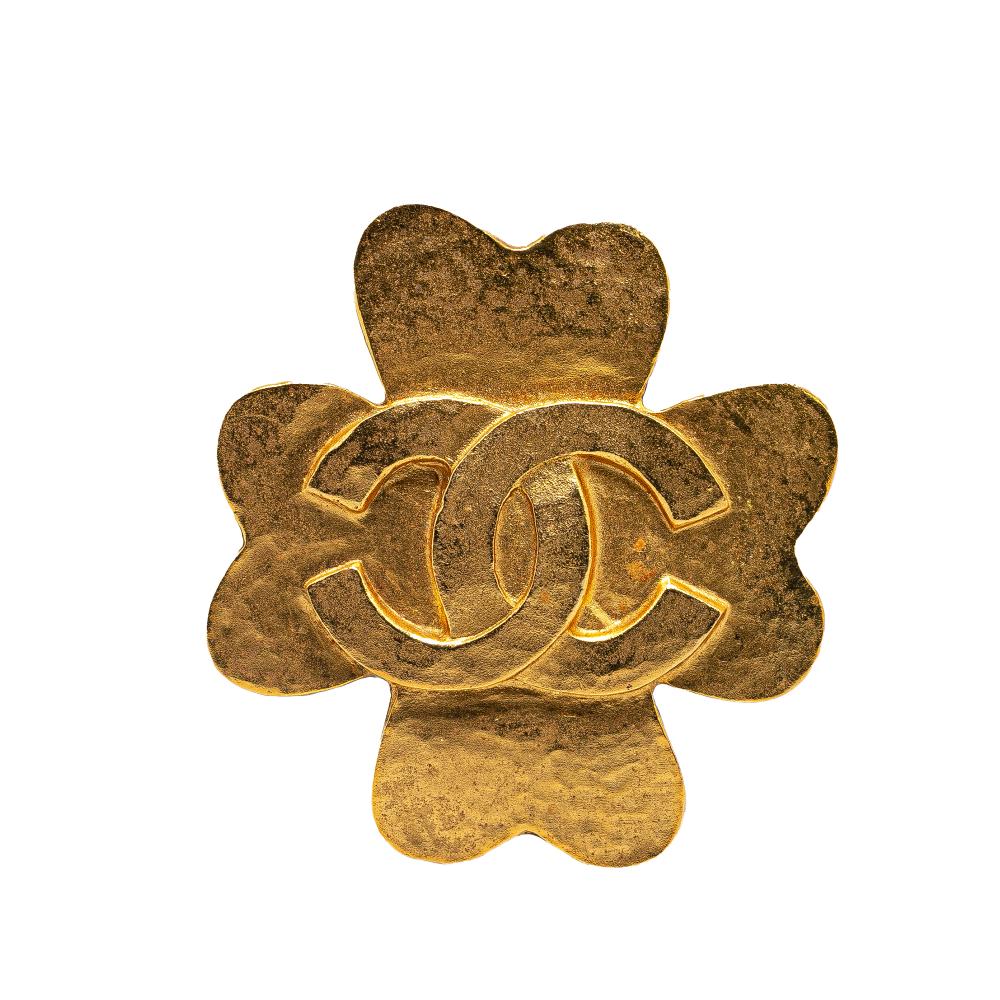 Chanel AB Chanel Gold Gold Plated Metal CC Brooch Italy