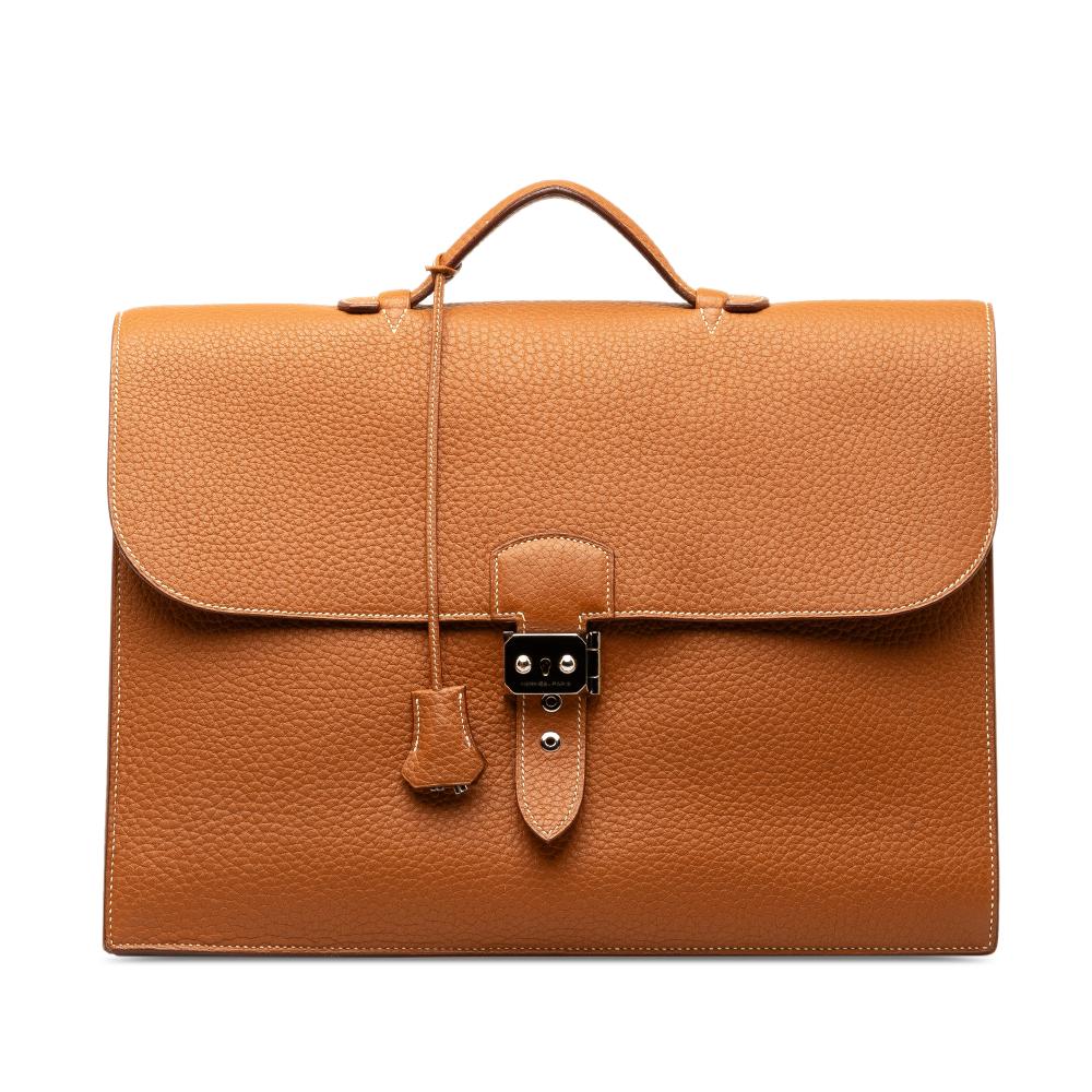 Hermès AB Hermès Brown Calf Leather Taurillon Clemence Sac a Depeches 38 France