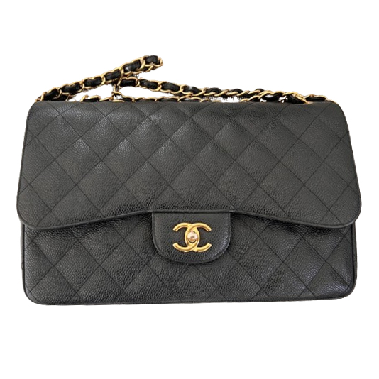 Chanel Medium Black Caviar Leather Double Flap