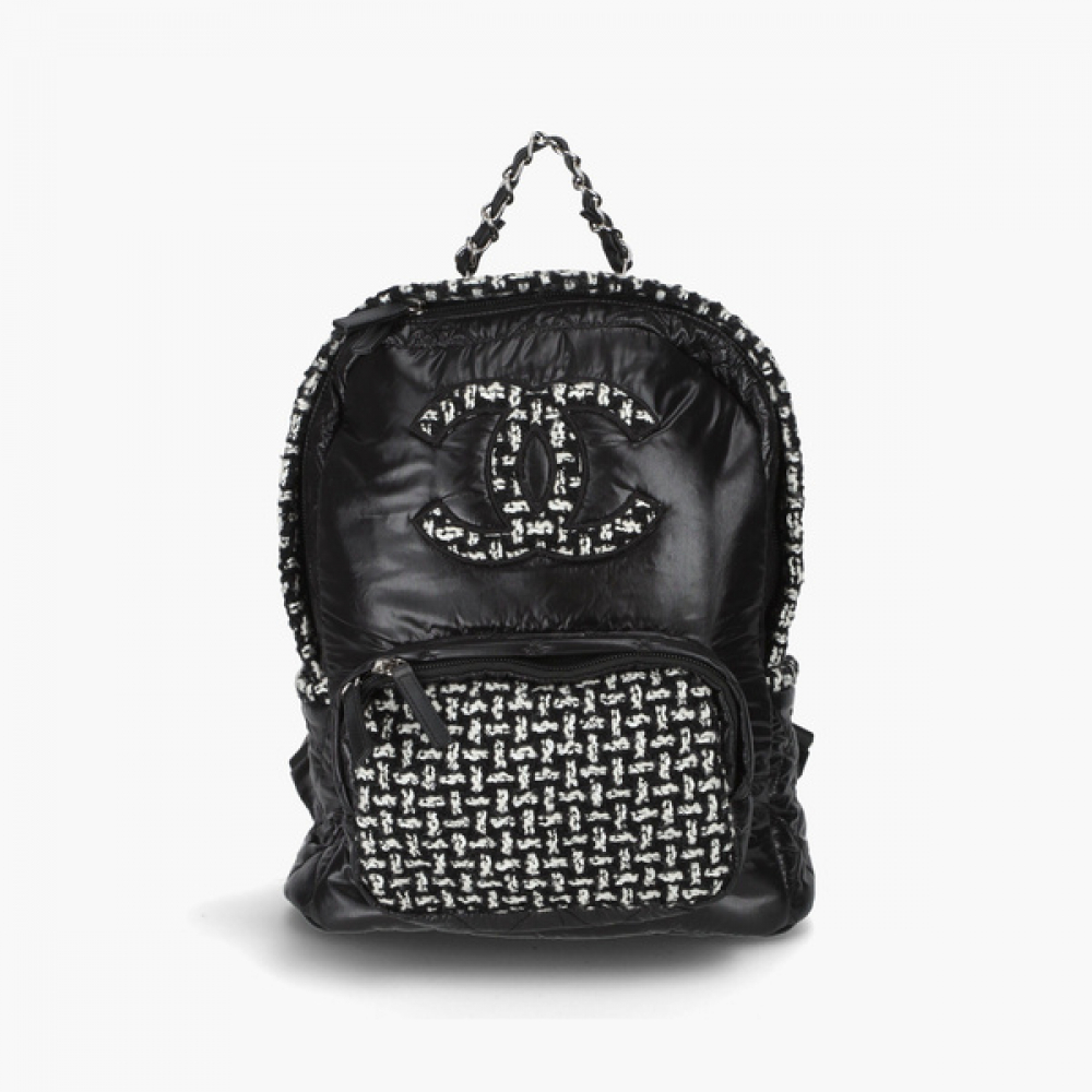 Chanel Coco Tweed & Nylon Chain Backpack