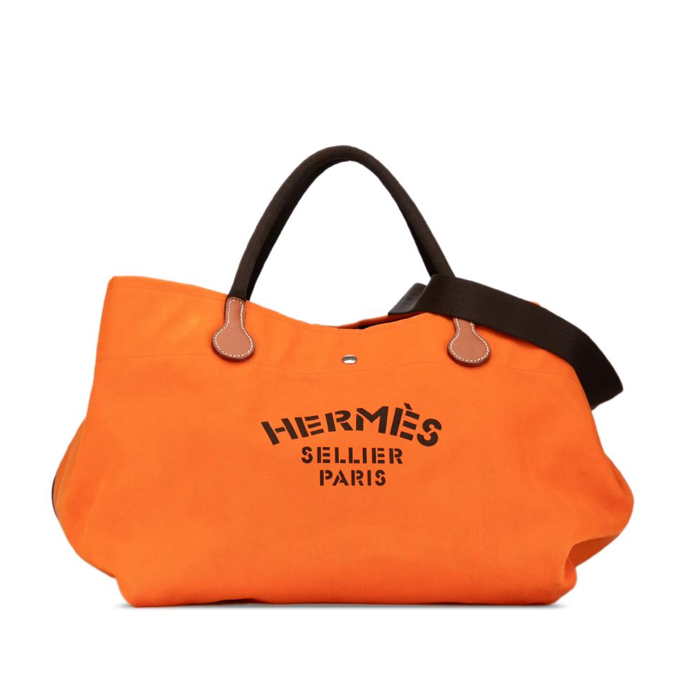 Hermès AB Hermès Orange Canvas Fabric Toile Fourre Tout du Cavalier Carryall Tote France