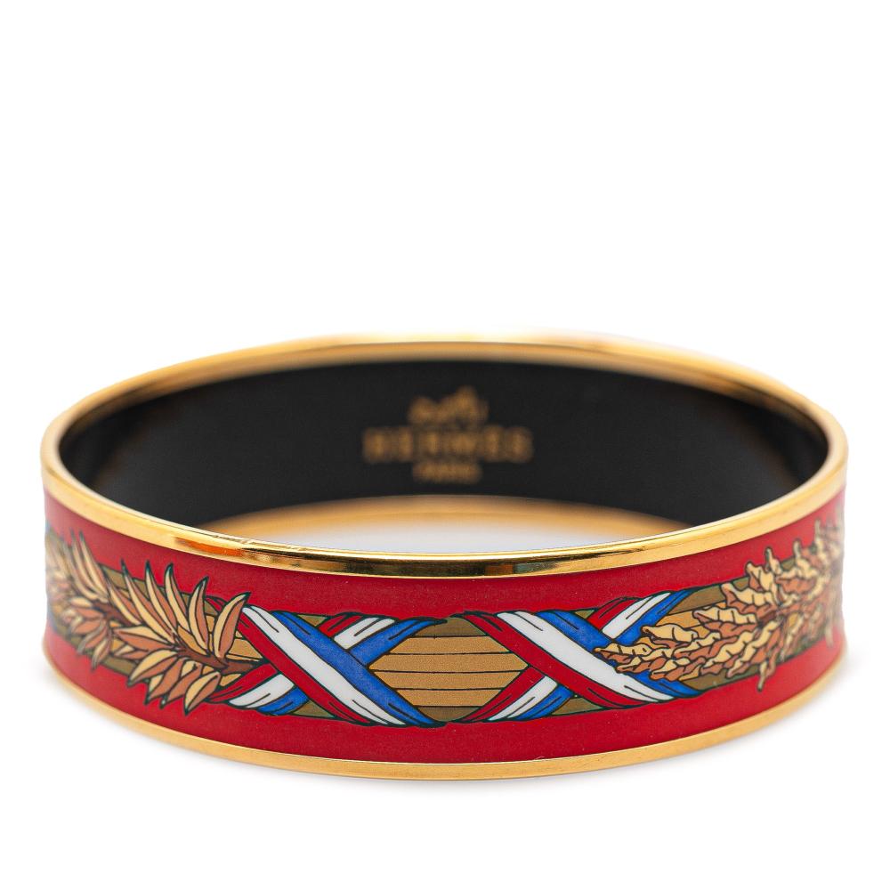 Hermès AB Hermès Red with Multi Enamel Other Wide French Flag Bangle 62 Austria