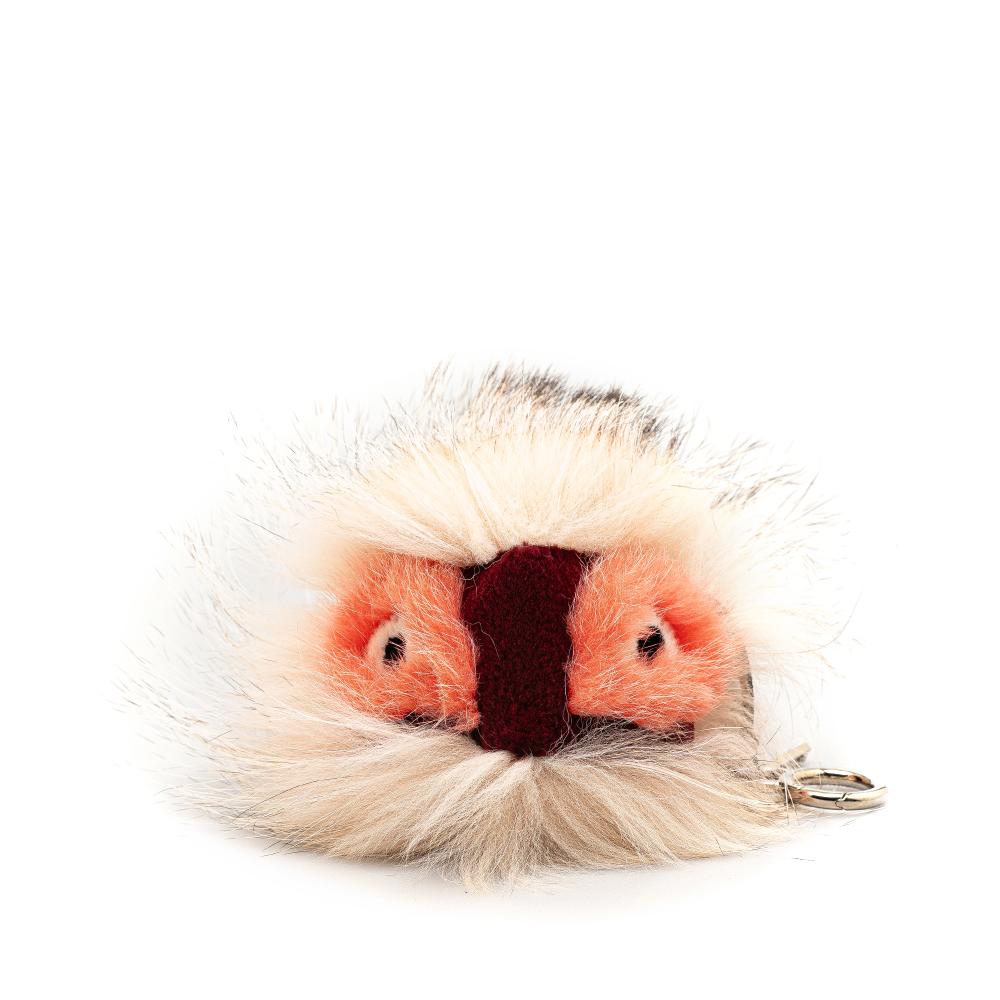 Fendi B Fendi Brown Light Beige Fur Natural Material Monster Pom-Pom Bag Charm Italy