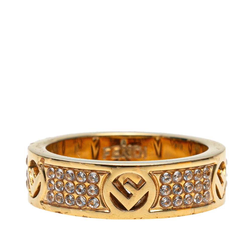 Fendi B Fendi Gold Gold Plated Metal F Is Fendi Crystal Band Ring Italy