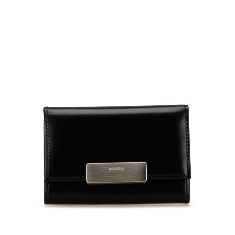 Prada AB Prada Black Calf Leather Key Case Italy