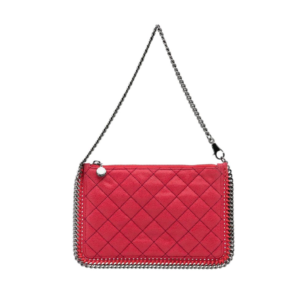 Stella McCartney AB Stella McCartney Red Polyester Fabric Quilted Falabella Shaggy Deer Shoulder Bag Italy