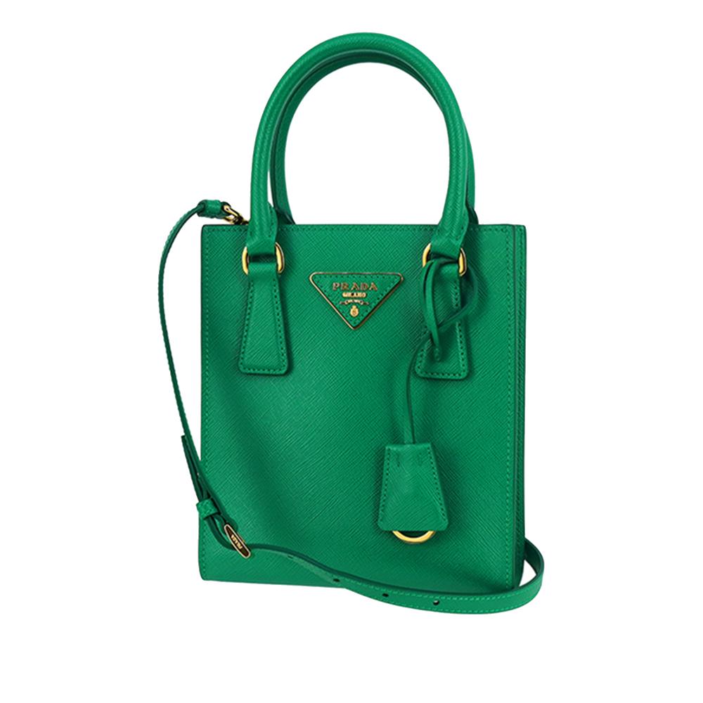 Prada A Prada Green Saffiano Leather Satchel Italy