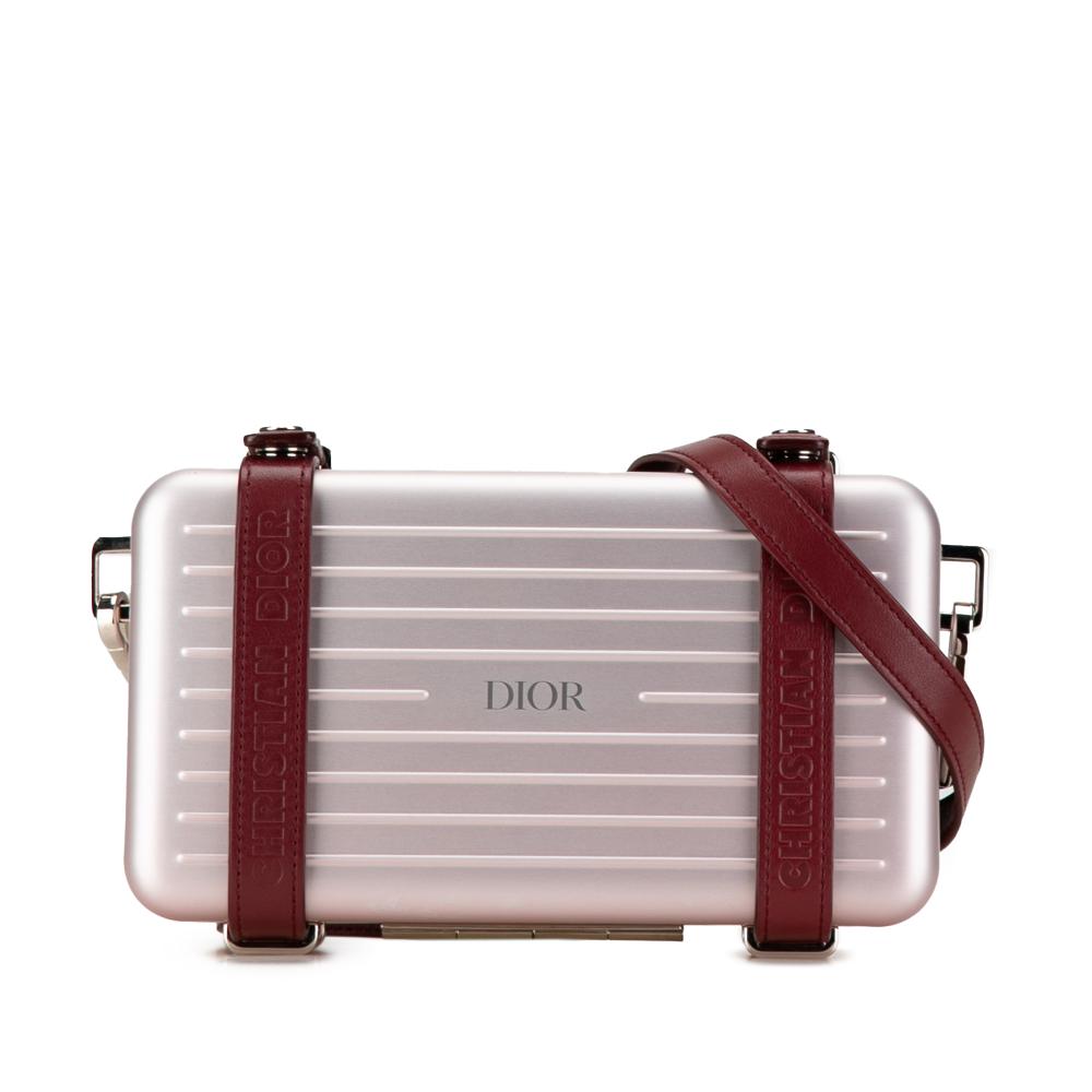 Christian Dior B Dior Pink Rose Gold Stainless Steel Metal x Rimowa Aluminum Personal Clutch On Strap Germany