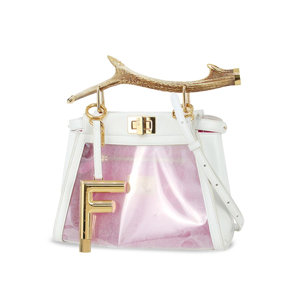 Fendi Pink Momoko Ando Collaboration Mini Deer Antler Vinyl Peekaboo Satchel Italy