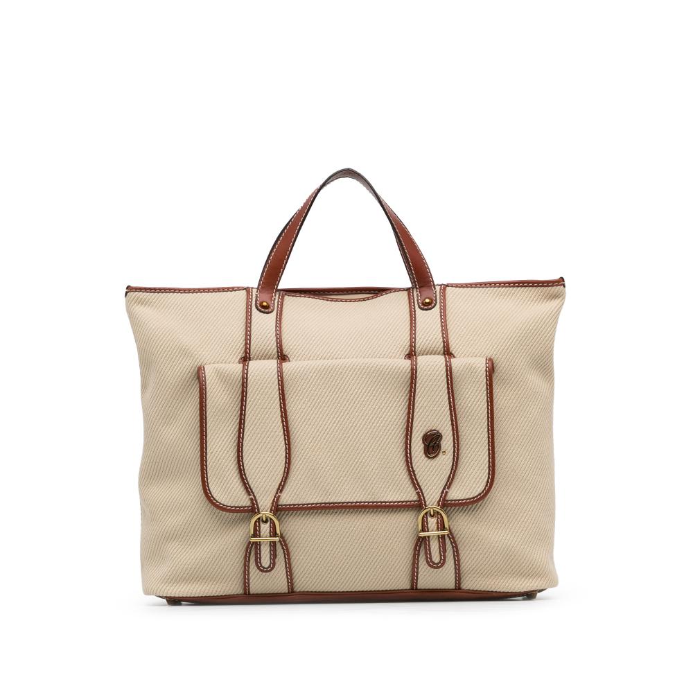 Chloé B Chloé Brown Beige Canvas Fabric Tote Bag Romania