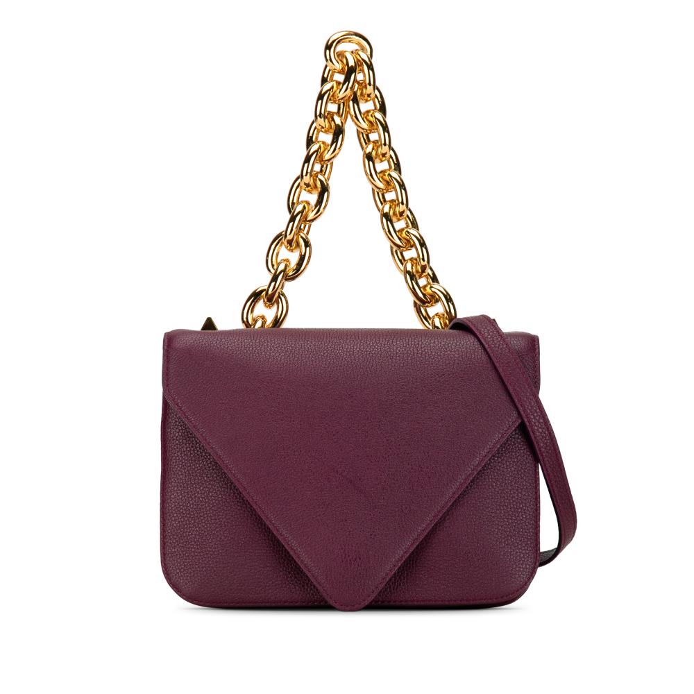 Bottega Veneta AB Bottega Veneta Purple Calf Leather Mount Envelope Chain Bag Italy