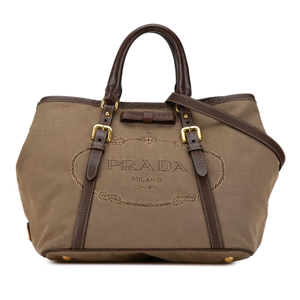 Prada B Prada Brown Canvas Fabric Canapa Logo Satchel Turkey